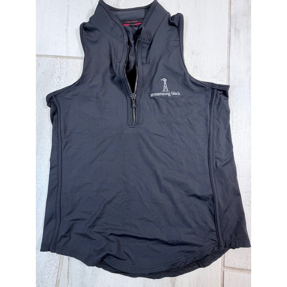 Greyson Streamsong Black Sleeveless Quarter Zip Golf Top Mock Neck Small